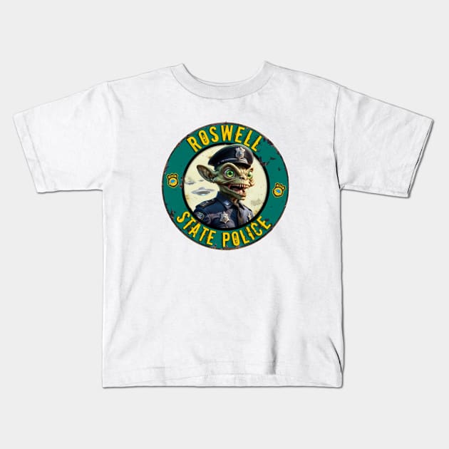 Roswell State UFO Police Department Kids T-Shirt by Wilcox PhotoArt